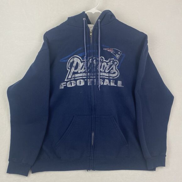 NFL New England Patriots Zip Up Sweater Adult Extra Large Blue Hooded - Picture 1 of 13